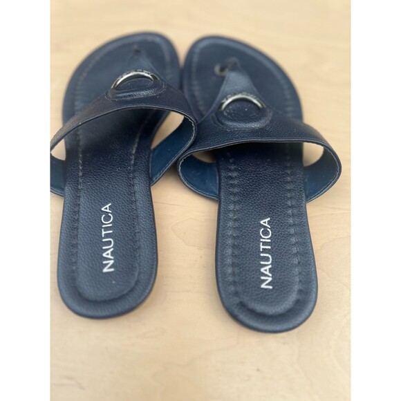 Nautica hase t-strap sandals Slide Sandals Black Clog Flip Flop Size 8 - Picture 6 of 9